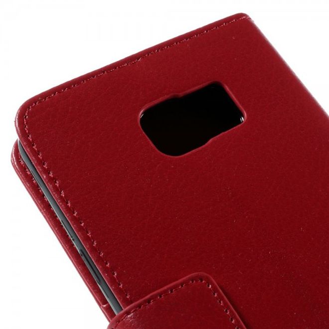 Samsung Galaxy Note 5 Leder Case mit Litchitextur und Standfunktion - rot