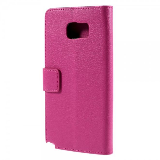 Samsung Galaxy Note 5 Leder Case mit Litchitextur und Standfunktion - rosa