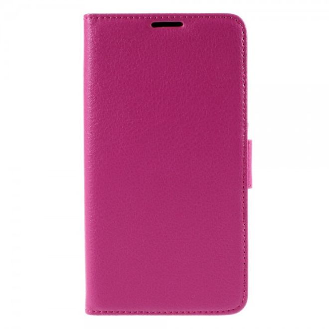Samsung Galaxy Note 5 Leder Case mit Litchitextur und Standfunktion - rosa