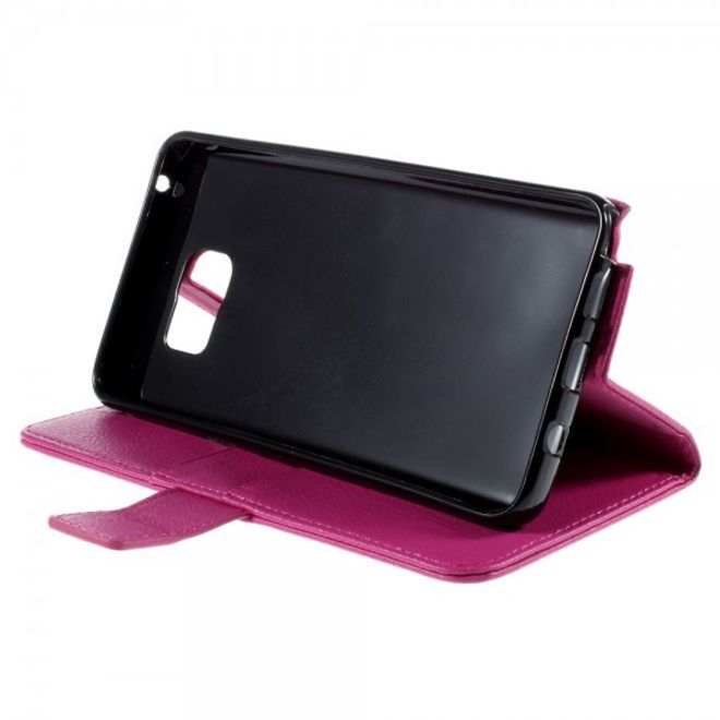 Samsung Galaxy Note 5 Leder Case mit Litchitextur und Standfunktion - rosa