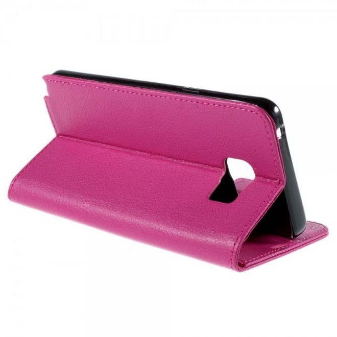 Samsung Galaxy Note 5 Leder Case mit Litchitextur und Standfunktion - rosa
