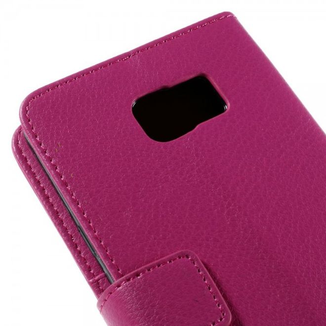 Samsung Galaxy Note 5 Leder Case mit Litchitextur und Standfunktion - rosa