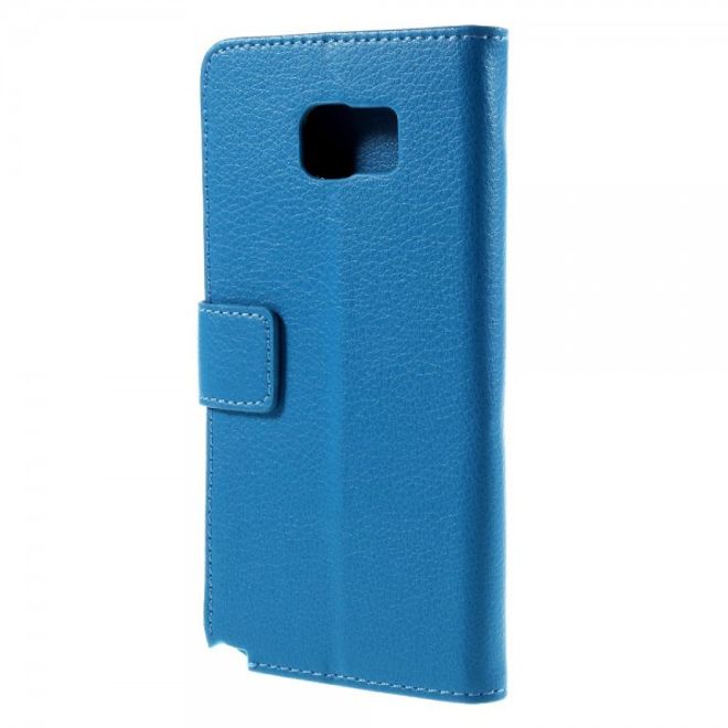 Samsung Galaxy Note 5 Leder Case mit Litchitextur und Standfunktion - blau