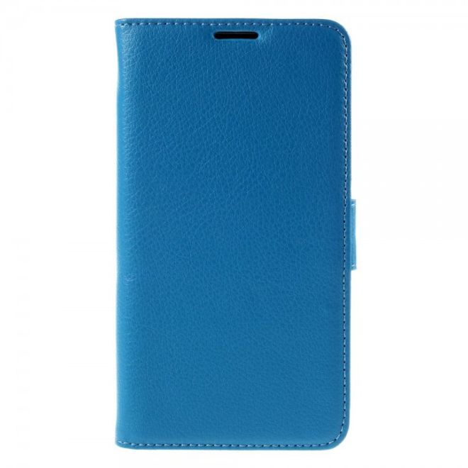 Samsung Galaxy Note 5 Leder Case mit Litchitextur und Standfunktion - blau