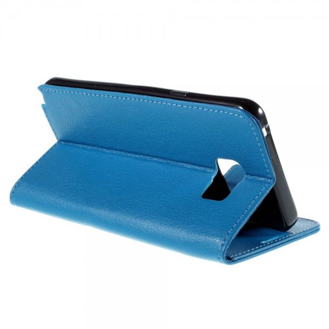 Samsung Galaxy Note 5 Leder Case mit Litchitextur und Standfunktion - blau