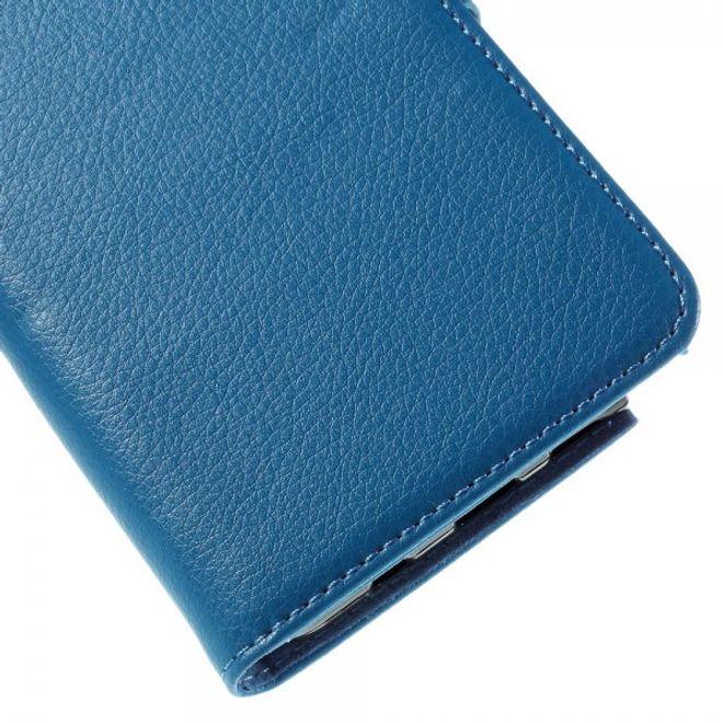 Samsung Galaxy Note 5 Leder Case mit Litchitextur und Standfunktion - blau