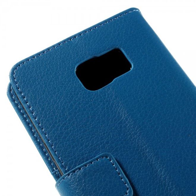 Samsung Galaxy Note 5 Leder Case mit Litchitextur und Standfunktion - blau