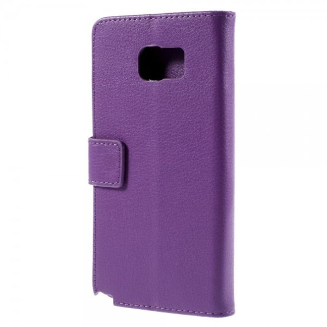 Samsung Galaxy Note 5 Leder Case mit Litchitextur und Standfunktion - purpur