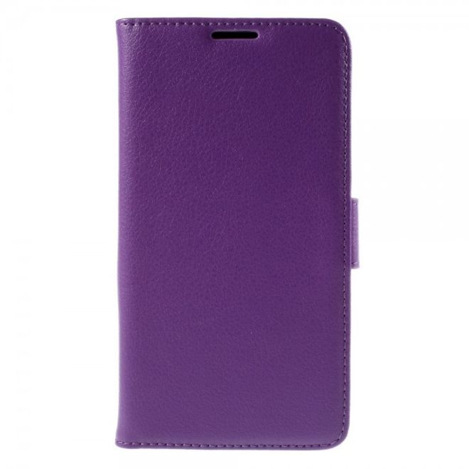 Samsung Galaxy Note 5 Leder Case mit Litchitextur und Standfunktion - purpur