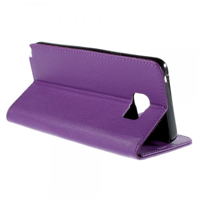 Samsung Galaxy Note 5 Leder Case mit Litchitextur und Standfunktion - purpur