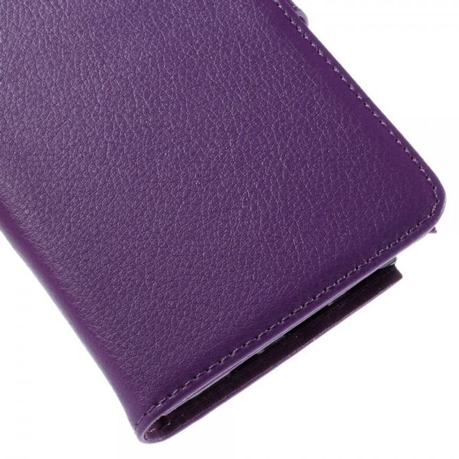 Samsung Galaxy Note 5 Leder Case mit Litchitextur und Standfunktion - purpur