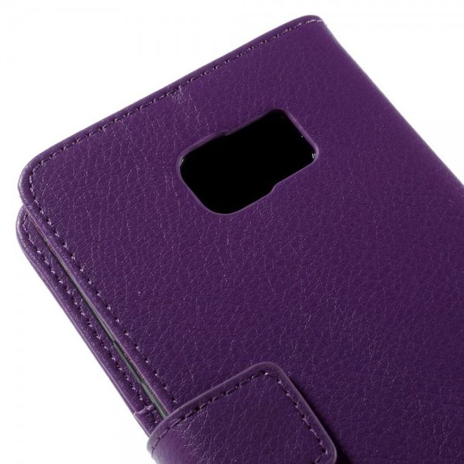 Samsung Galaxy Note 5 Leder Case mit Litchitextur und Standfunktion - purpur
