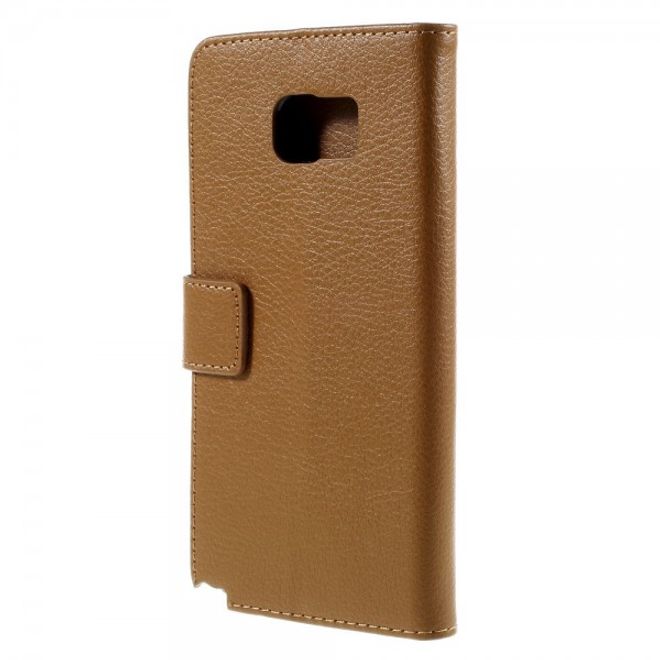 Samsung Galaxy Note 5 Leder Case mit Litchitextur und Standfunktion - braun