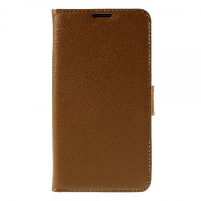 Samsung Galaxy Note 5 Leder Case mit Litchitextur und Standfunktion - braun