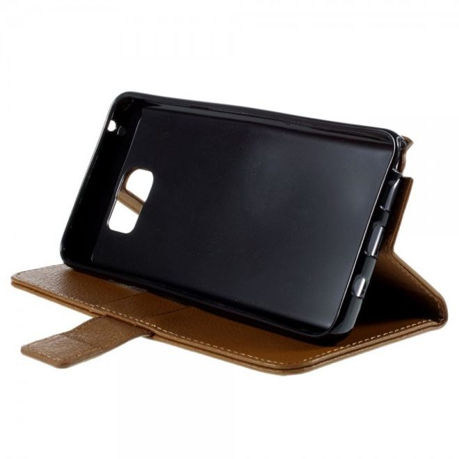 Samsung Galaxy Note 5 Leder Case mit Litchitextur und Standfunktion - braun