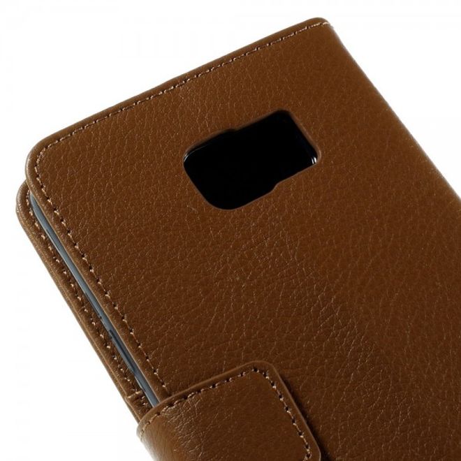 Samsung Galaxy Note 5 Leder Case mit Litchitextur und Standfunktion - braun