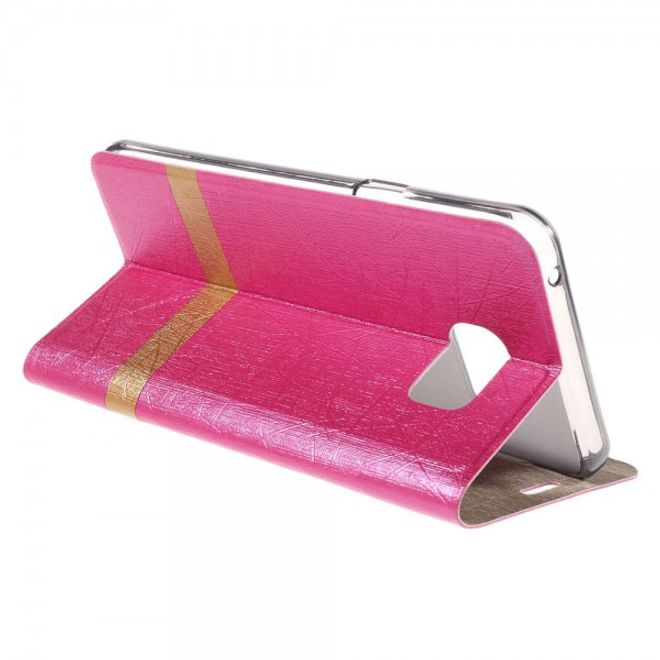 Samsung Galaxy Note 5 Texturiertes Leder Case mit Linienmuster - rosa