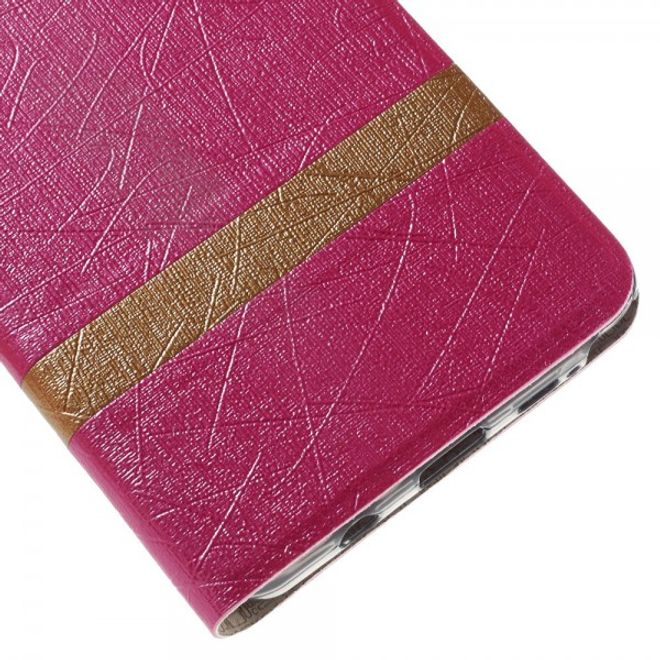 Samsung Galaxy Note 5 Texturiertes Leder Case mit Linienmuster - rosa