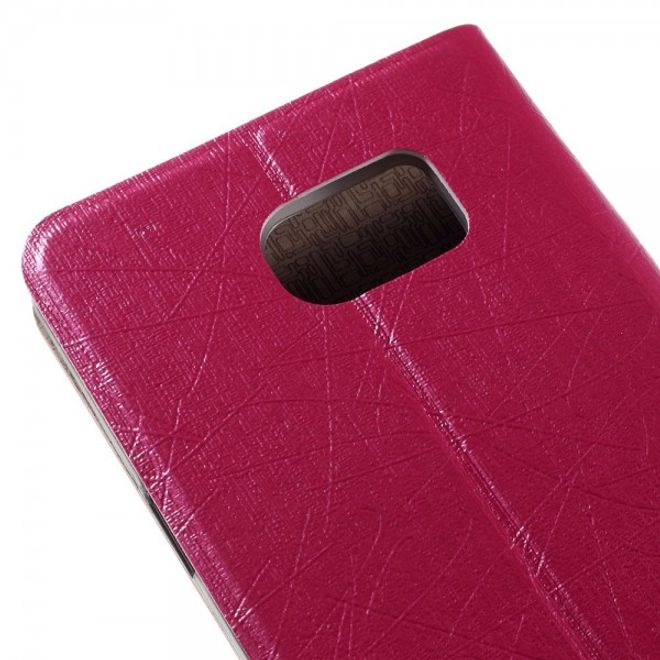 Samsung Galaxy Note 5 Texturiertes Leder Case mit Linienmuster - rosa