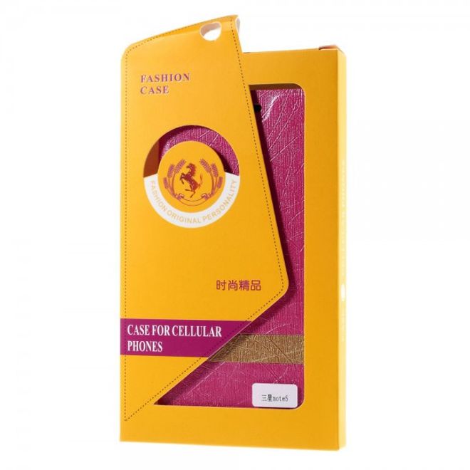 Samsung Galaxy Note 5 Texturiertes Leder Case mit Linienmuster - rosa