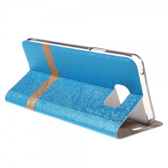 Samsung Galaxy Note 5 Texturiertes Leder Case mit Linienmuster - hellblau