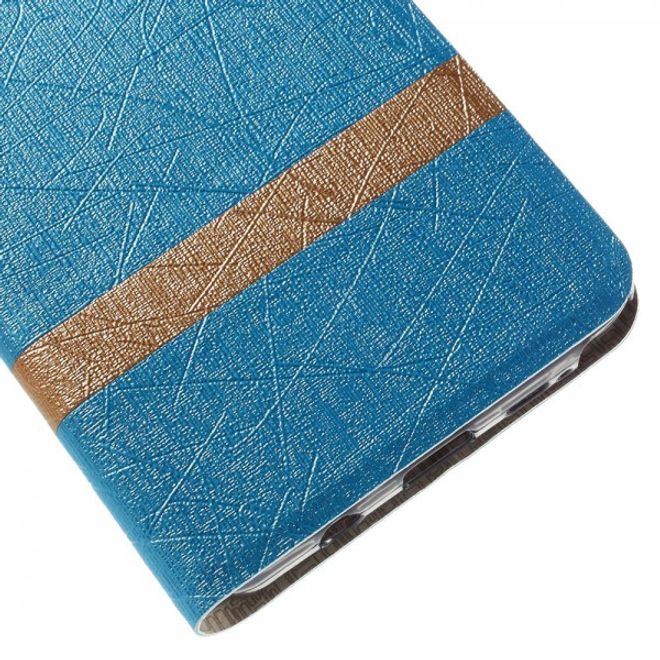 Samsung Galaxy Note 5 Texturiertes Leder Case mit Linienmuster - hellblau
