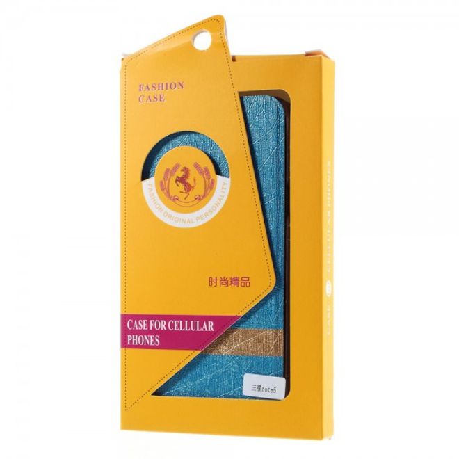 Samsung Galaxy Note 5 Texturiertes Leder Case mit Linienmuster - hellblau