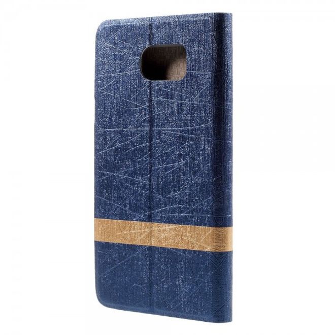 Samsung Galaxy Note 5 Texturiertes Leder Case mit Linienmuster - dunkelblau