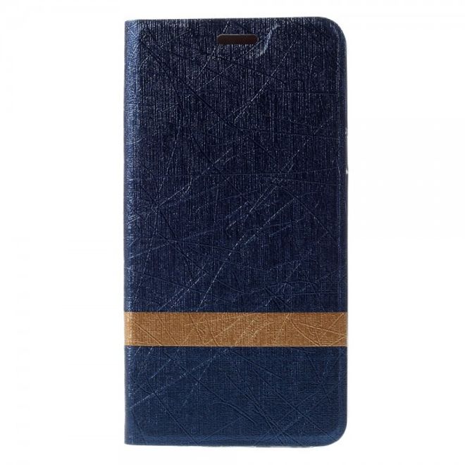 Samsung Galaxy Note 5 Texturiertes Leder Case mit Linienmuster - dunkelblau