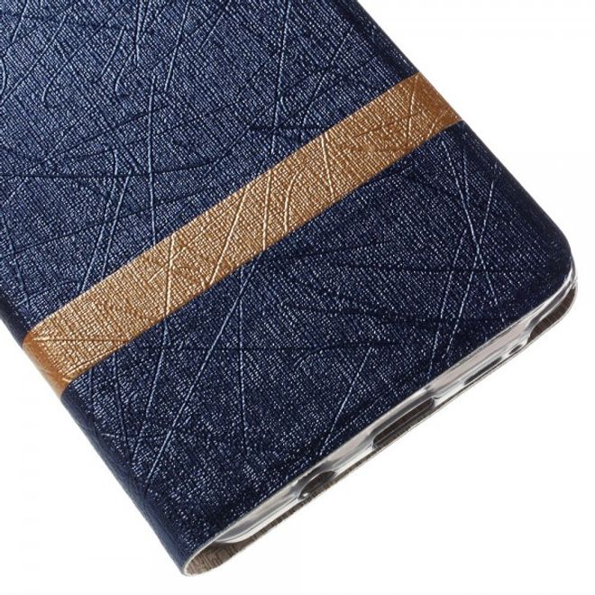 Samsung Galaxy Note 5 Texturiertes Leder Case mit Linienmuster - dunkelblau