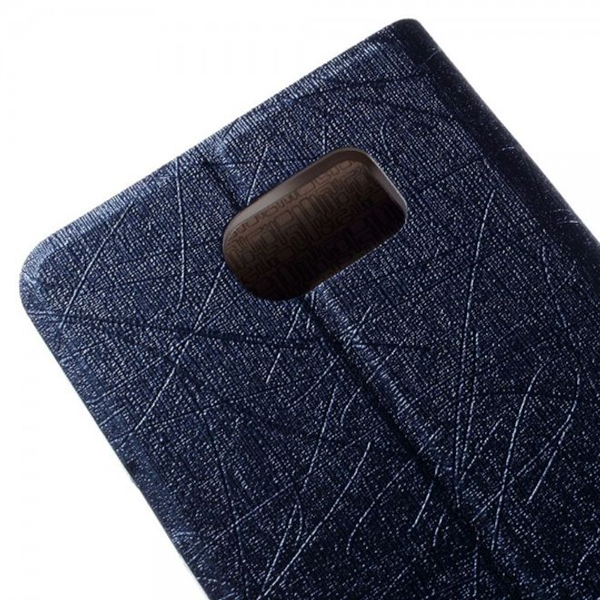 Samsung Galaxy Note 5 Texturiertes Leder Case mit Linienmuster - dunkelblau