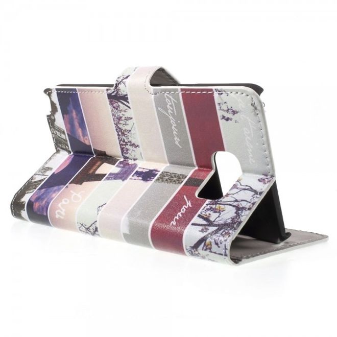 Samsung Galaxy Note 5 Leder Case mit Streifen und Eiffelturm