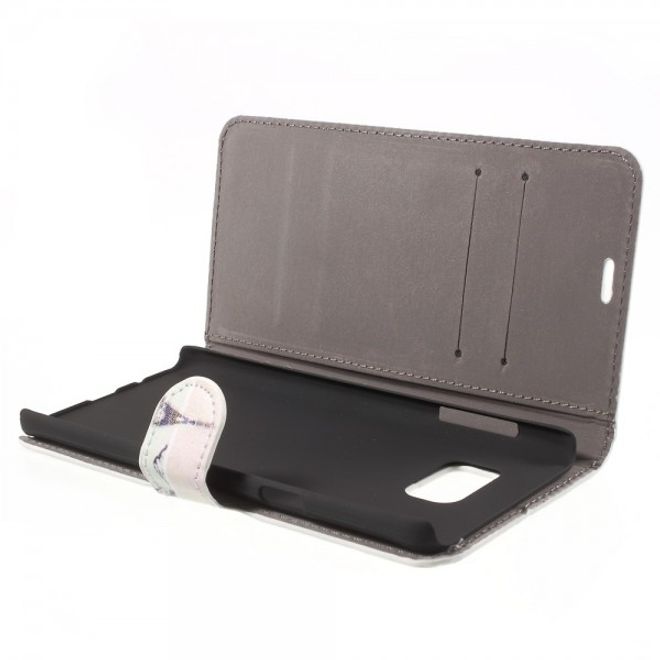 Samsung Galaxy Note 5 Leder Case mit Streifen und Eiffelturm