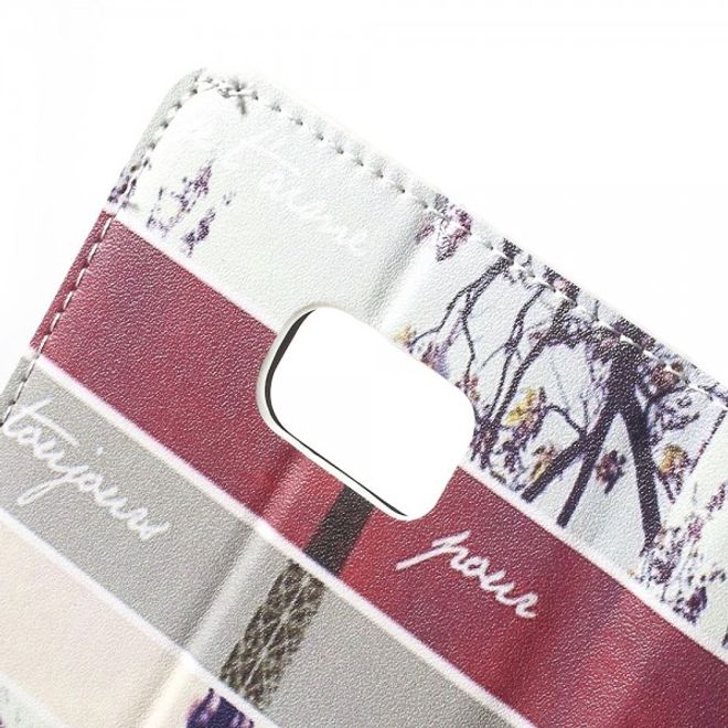 Samsung Galaxy Note 5 Leder Case mit Streifen und Eiffelturm