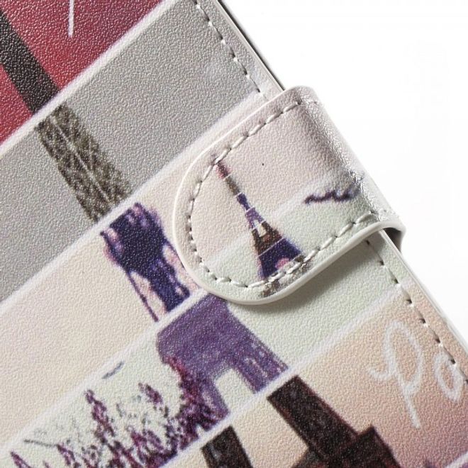 Samsung Galaxy Note 5 Leder Case mit Streifen und Eiffelturm