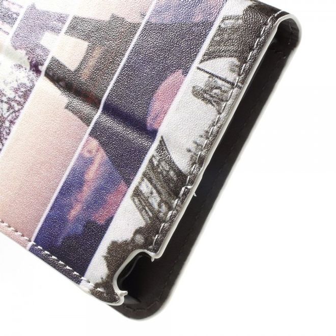 Samsung Galaxy Note 5 Leder Case mit Streifen und Eiffelturm