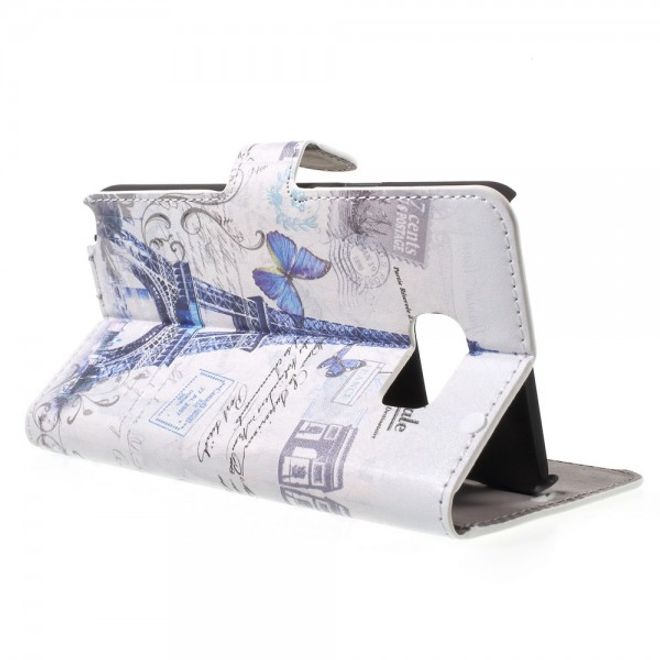 Samsung Galaxy Note 5 Leder Case mit Eiffelturm und Schmetterling