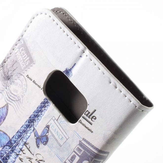 Samsung Galaxy Note 5 Leder Case mit Eiffelturm und Schmetterling