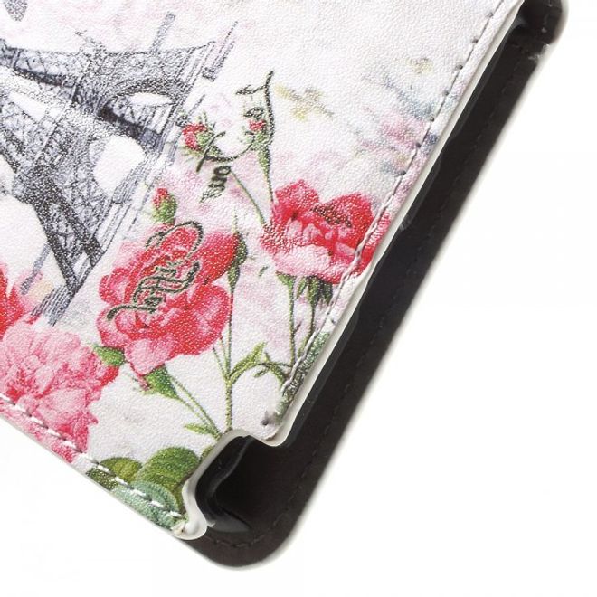 Samsung Galaxy Note 5 Leder Case mit Eiffelturm und Blumen
