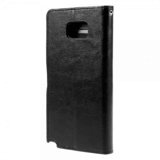 Samsung Galaxy Note 5 Modernes Crazy Horse Leder Case mit Kreditkartenslots - schwarz