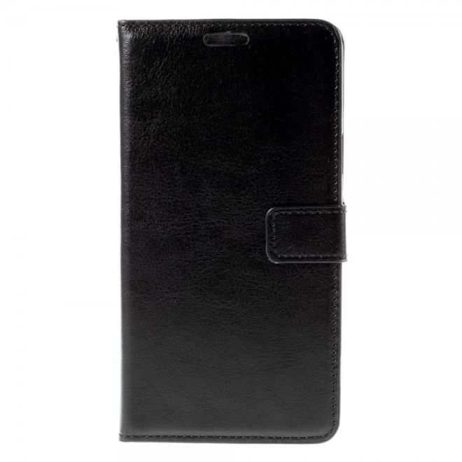 Samsung Galaxy Note 5 Modernes Crazy Horse Leder Case mit Kreditkartenslots - schwarz