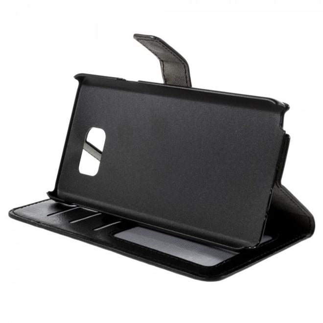 Samsung Galaxy Note 5 Modernes Crazy Horse Leder Case mit Kreditkartenslots - schwarz