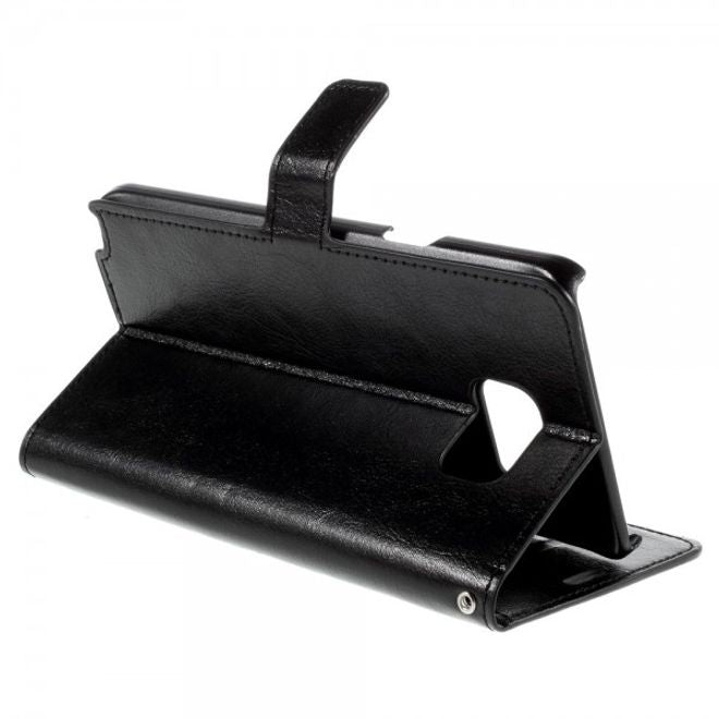 Samsung Galaxy Note 5 Modernes Crazy Horse Leder Case mit Kreditkartenslots - schwarz