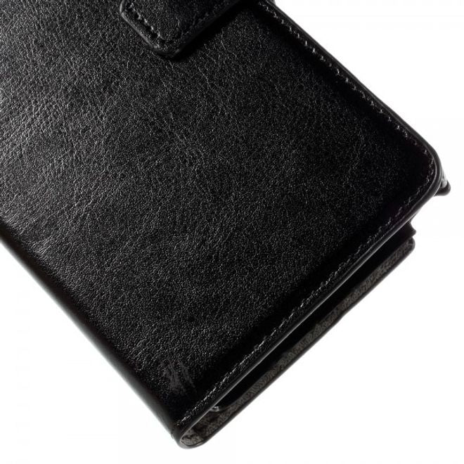 Samsung Galaxy Note 5 Modernes Crazy Horse Leder Case mit Kreditkartenslots - schwarz