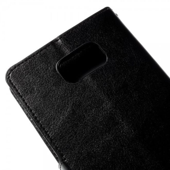 Samsung Galaxy Note 5 Modernes Crazy Horse Leder Case mit Kreditkartenslots - schwarz