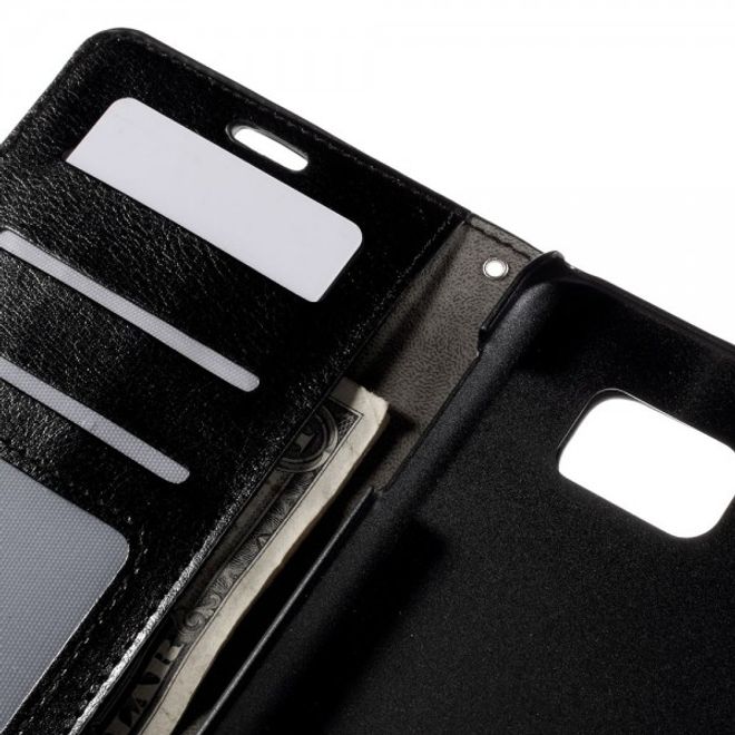 Samsung Galaxy Note 5 Modernes Crazy Horse Leder Case mit Kreditkartenslots - schwarz