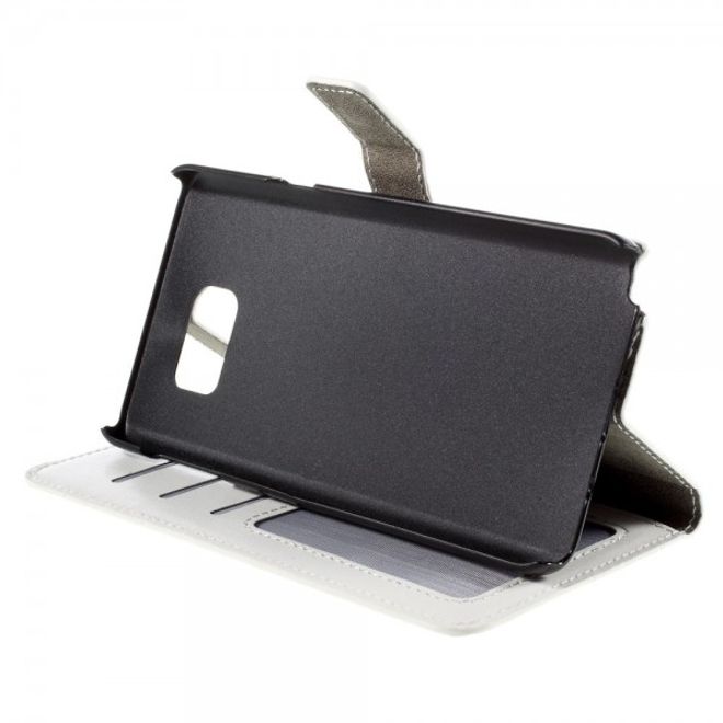 Samsung Galaxy Note 5 Modernes Crazy Horse Leder Case mit Kreditkartenslots - weiss