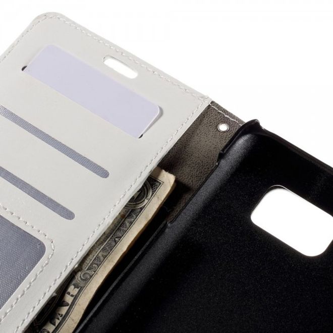 Samsung Galaxy Note 5 Modernes Crazy Horse Leder Case mit Kreditkartenslots - weiss