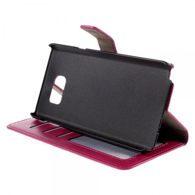 Samsung Galaxy Note 5 Modernes Crazy Horse Leder Case mit Kreditkartenslots - rosa