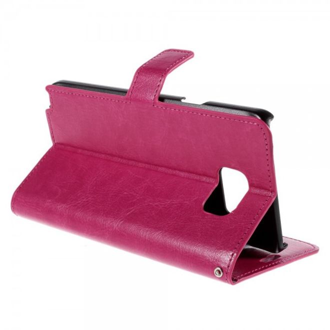 Samsung Galaxy Note 5 Modernes Crazy Horse Leder Case mit Kreditkartenslots - rosa